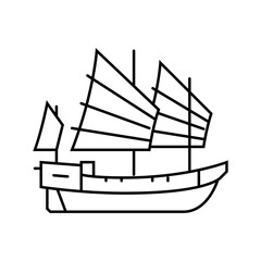 junk ancient ship line icon vector. junk ancient ship sign. isolated contour symbol black illustration