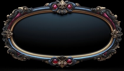 Ornate Oval Frame With Gold And Dark Accents