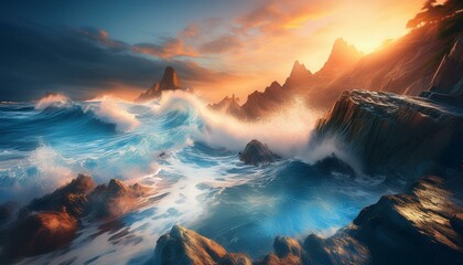 Fototapeta premium Erosion shapes the coast, revealing hidden treasures. 