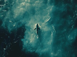 Fototapeta premium Great white shark and sun rays