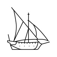 barque ancient ship line icon vector. barque ancient ship sign. isolated contour symbol black illustration