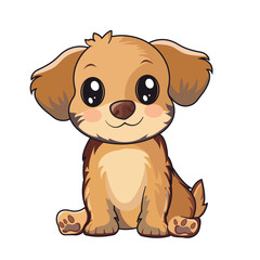 Cute Dog Cartoon Kawaii Sticker. Character Vector Illustration