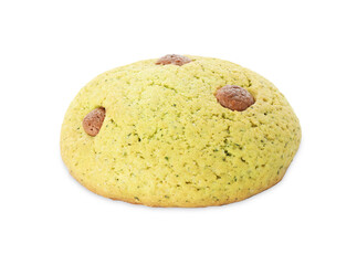 One mint chocolate chip cookie isolated on white