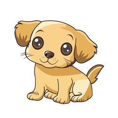 Obraz premium Cute Dog Cartoon Kawaii Sticker. Character Vector Illustration