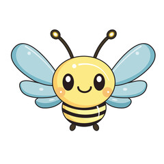 Fototapeta premium Cute Bee Cartoon Kawaii Sticker. Character Vector Illustration