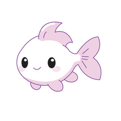 Fototapeta premium Cute Fish Cartoon Kawaii Sticker. Character Vector Illustration