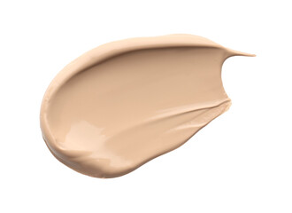 Skin foundation isolated on white, top view. Sample of cosmetic product
