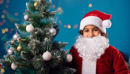Christmas Santa Claus with charismas tree