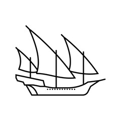 xebec ancient ship line icon vector. xebec ancient ship sign. isolated contour symbol black illustration