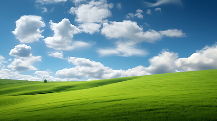 a large field of green grass with a colorful. Generative AI