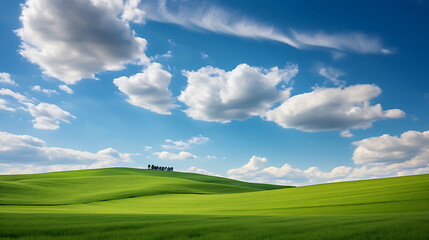 Obraz premium a large field of green grass with a colorful. Generative AI