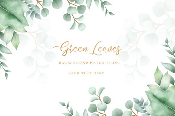 beautiful green leaves background watercolor