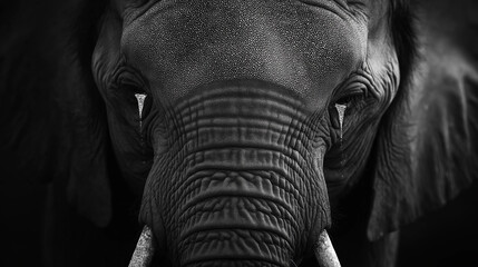Elephant with sad eyes, tears running down its face, soft background