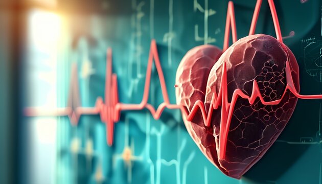 Digital heart with health monitoring data, futuristic medical interface, cardiology innovation