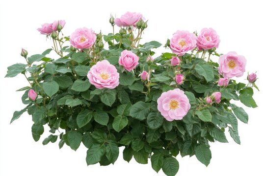 Rosa centifolia also known as the cabbage rose fully bloomed in pink isolated on a white background