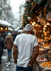 t-shirt mockup with Christmas background