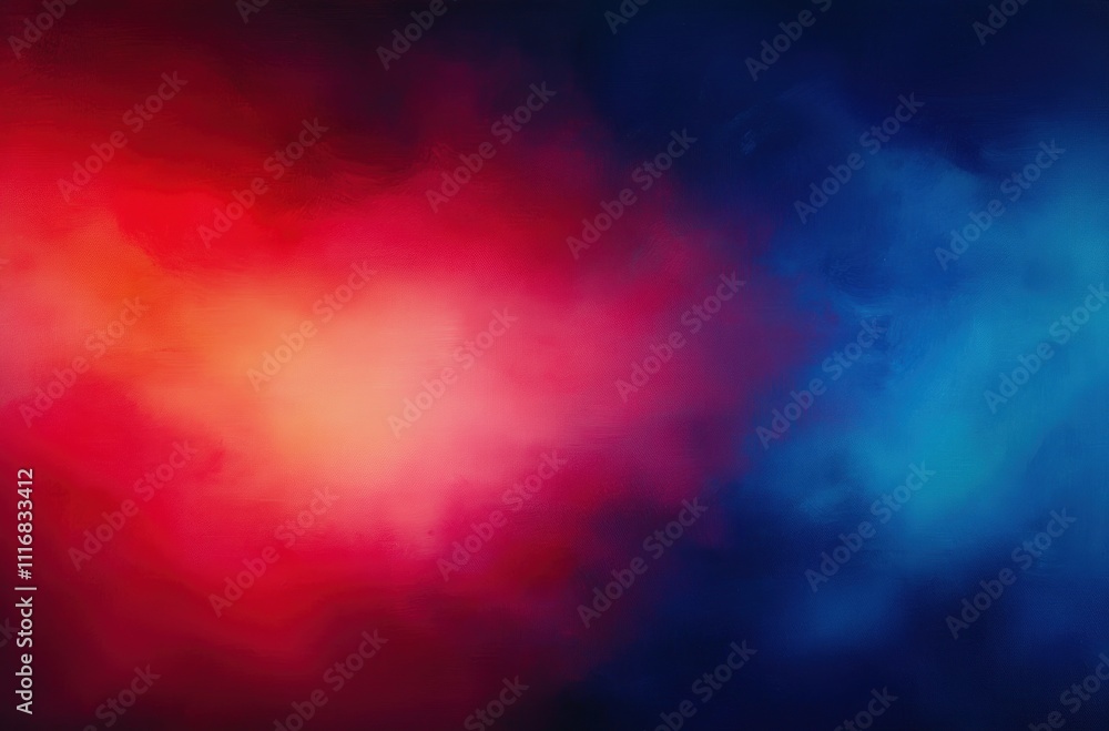 Poster vibrant abstract background in deep blue and fiery red gradients with dreamy glow and soft brush str