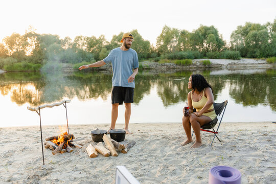 Camping on the river bank