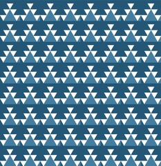 Geometric seamless pattern with white triangular shapes on a teal background for modern decorative design. Illustration