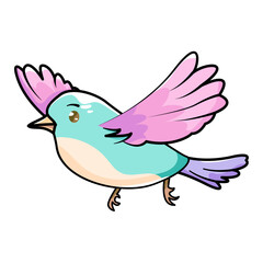 Fototapeta premium Cute Bird Cartoon Kawaii Sticker. Character Vector Illustration
