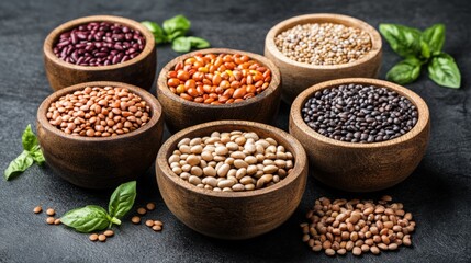 Diverse Variety of Healthy Legumes and Seeds
