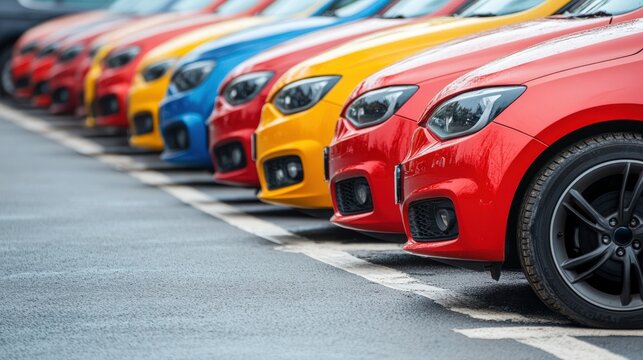Vibrant Lineup of Colorful Cars