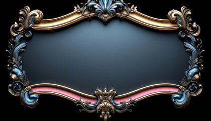 Elegant Ornate Gold And Blue Decorative Frame