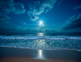 Fototapeta premium Moonlit Ocean Serenity