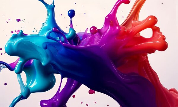 Vibrant multicolored paint splash explosion on white background