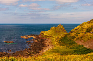 A beautiful view of the ocean with a rocky shoreline