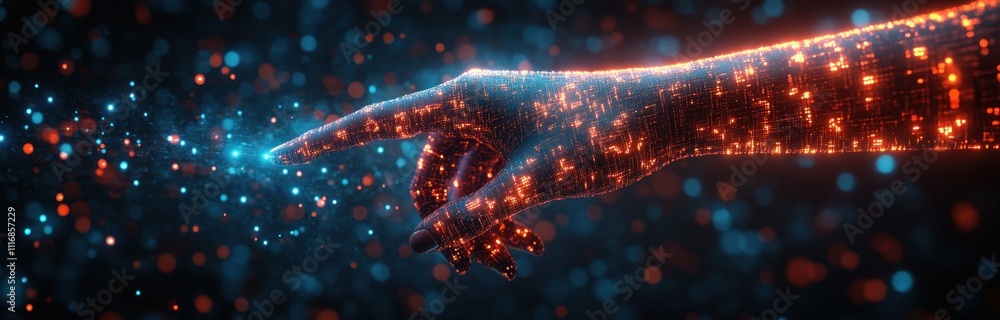 Poster futuristic digital landscape connection technology abstract cyberspace data exchange interaction