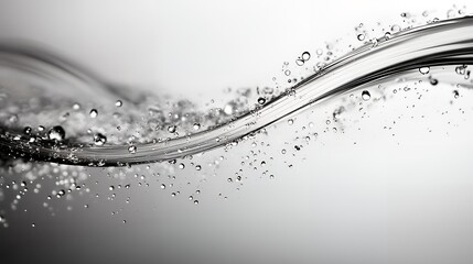 動きのある透明な水の流れと飛び散る水滴のクローズアップ | Dynamic Flow of Clear Water with Splashing Droplets Close-Up