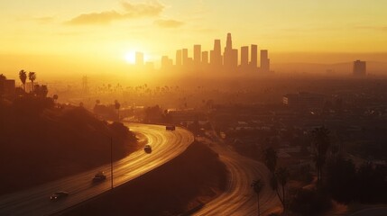 A stunning sunset over a city skyline, highlighting the beauty of urban landscapes.