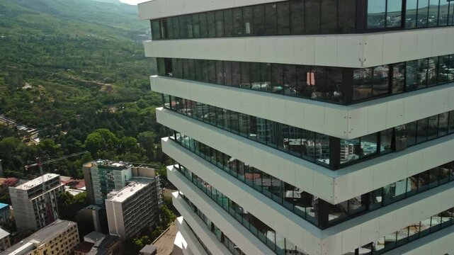 Urban View of Vera District in Tbilisi with Reflections in Glass Buildings