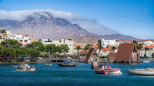 Nice view of Mindelo's harbor and it's fishing boat, Cape Verde