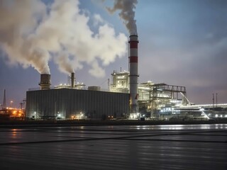 Obraz premium Power plants and industries generate energy using advanced technology, fuel, and modern equipment efficiently