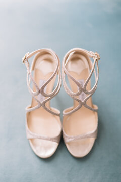 Elegant high-heeled shoes with strappy design