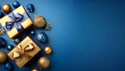 christmas background with gift boxes and balls. red and gold donimation. content poster. billboard. wallpaper. 4k. 8k. full HD. with space to text. perfect to any design project.