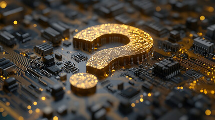 A floating technological computer chip glowing with a futuristic blue light surrounded by digital circuitry symbolizing innovation connectivity and advanced computing in a high-tech environment