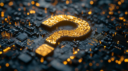 A floating technological computer chip glowing with a futuristic blue light surrounded by digital circuitry symbolizing innovation connectivity and advanced computing in a high-tech environment