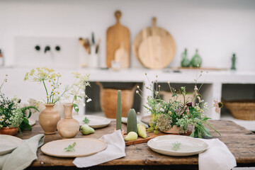 Elegant dining table decor with natural elements.