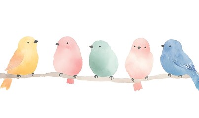 Naklejka premium birds sitting on a branch, Generative AI 