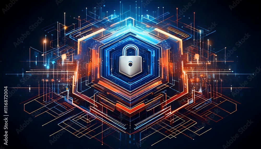 Poster cybersecurity digital fortress network protection data encryption safeguard
