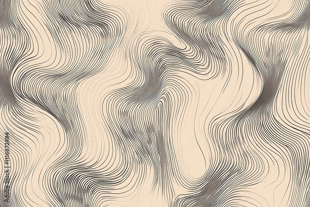 Poster Abstract wavy lines create a textured pattern in neutral tones.