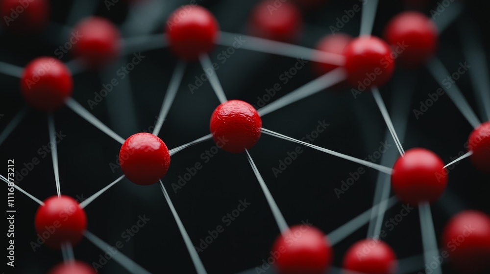 Poster red sphere network connection teamwork global communication