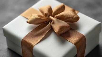 Elegant Gift Box With Golden Ribbon Bow