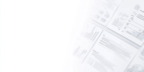 Obraz premium A collection of documents featuring charts, graphs, and data analysis.