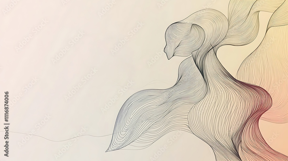 Poster abstract flowing lines create a serene and artistic composition.