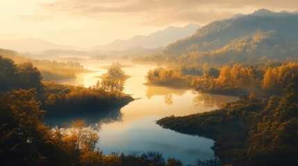 Serene River Valley at Dawn