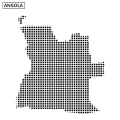 Outline of Angola map represented with a dot pattern in a minimalist style